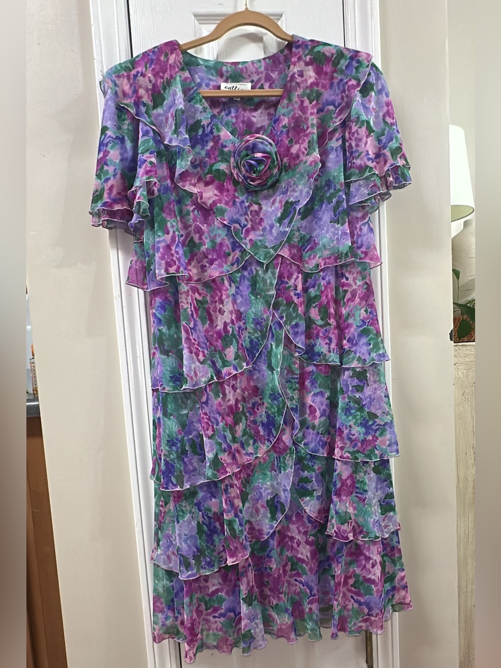 ann hobbs vintage 80’sbfor cattiva women dress tiered mini-pit to pit 19 (mix43)